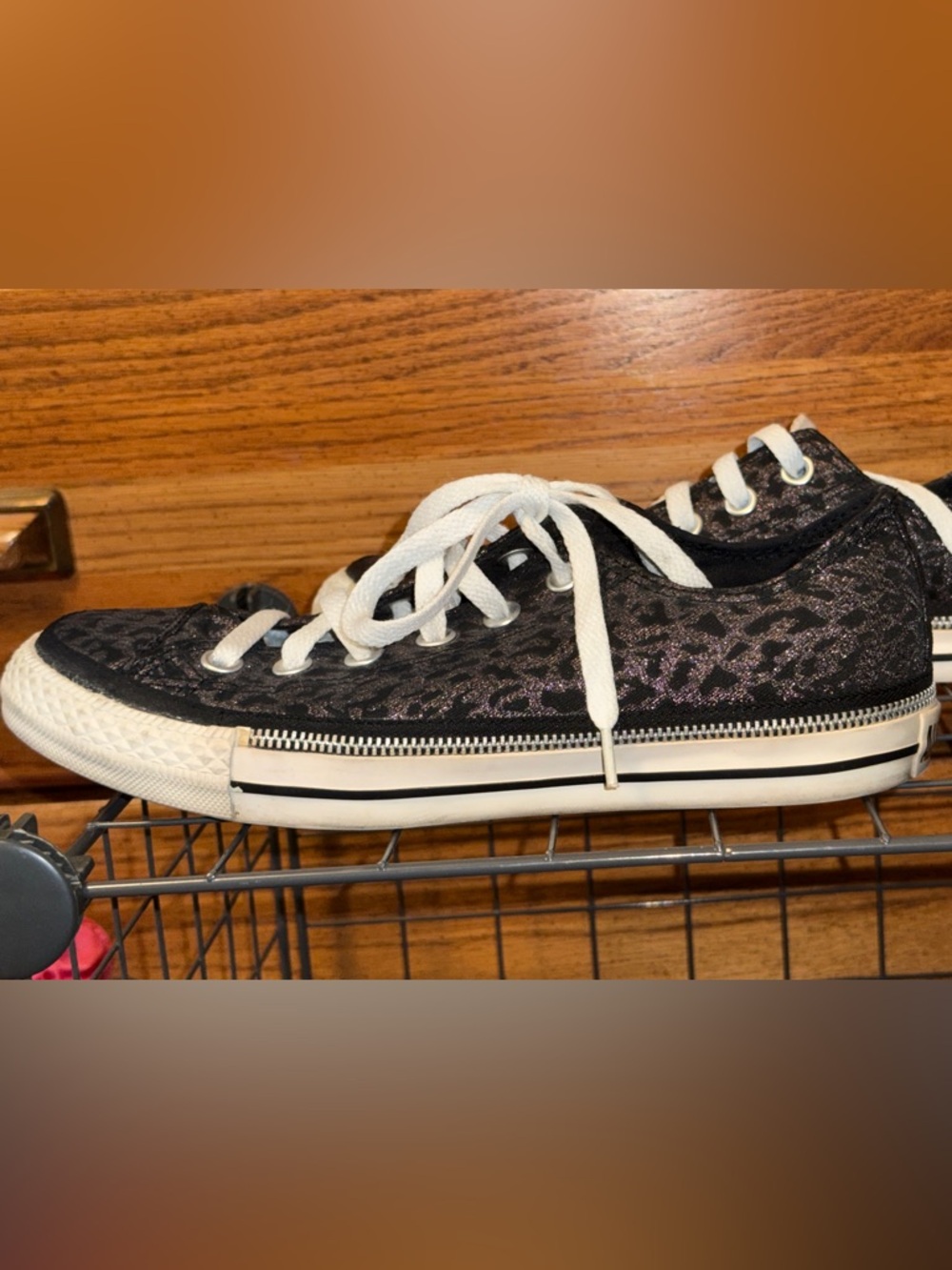 Converse All-Star Chucks Sparkle Leopard-Print Low-Top Sneakers (W8/M6) - Picture 6 of 15